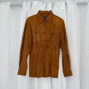 suede button-up shirt jacket